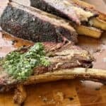 Smoked Beef Ribs with Chimichurri.
