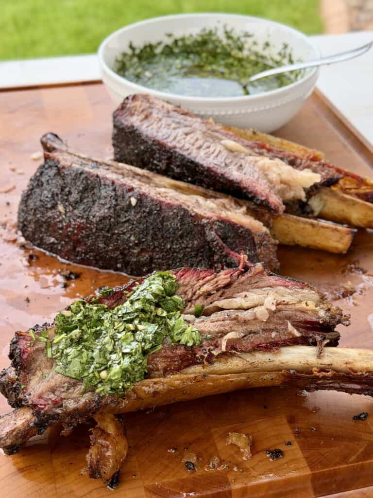 Smoked Beef Ribs with Chimichurri.