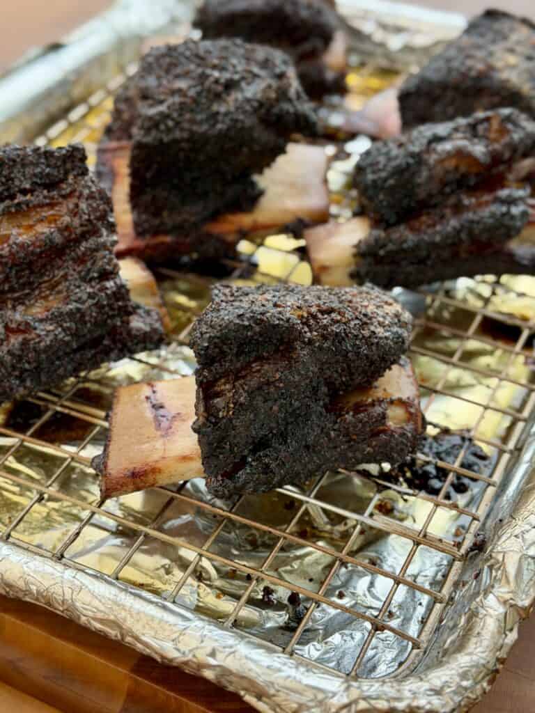 Rib meat done smoking.