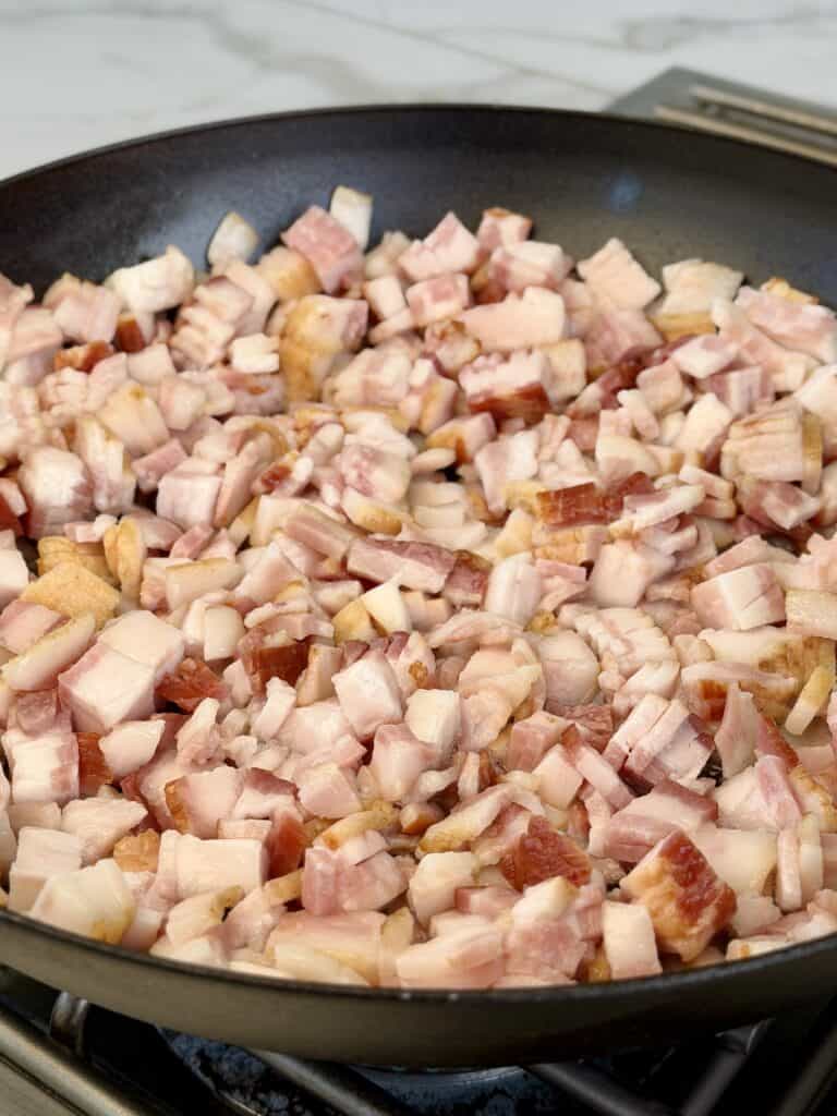Bacon in skillet.