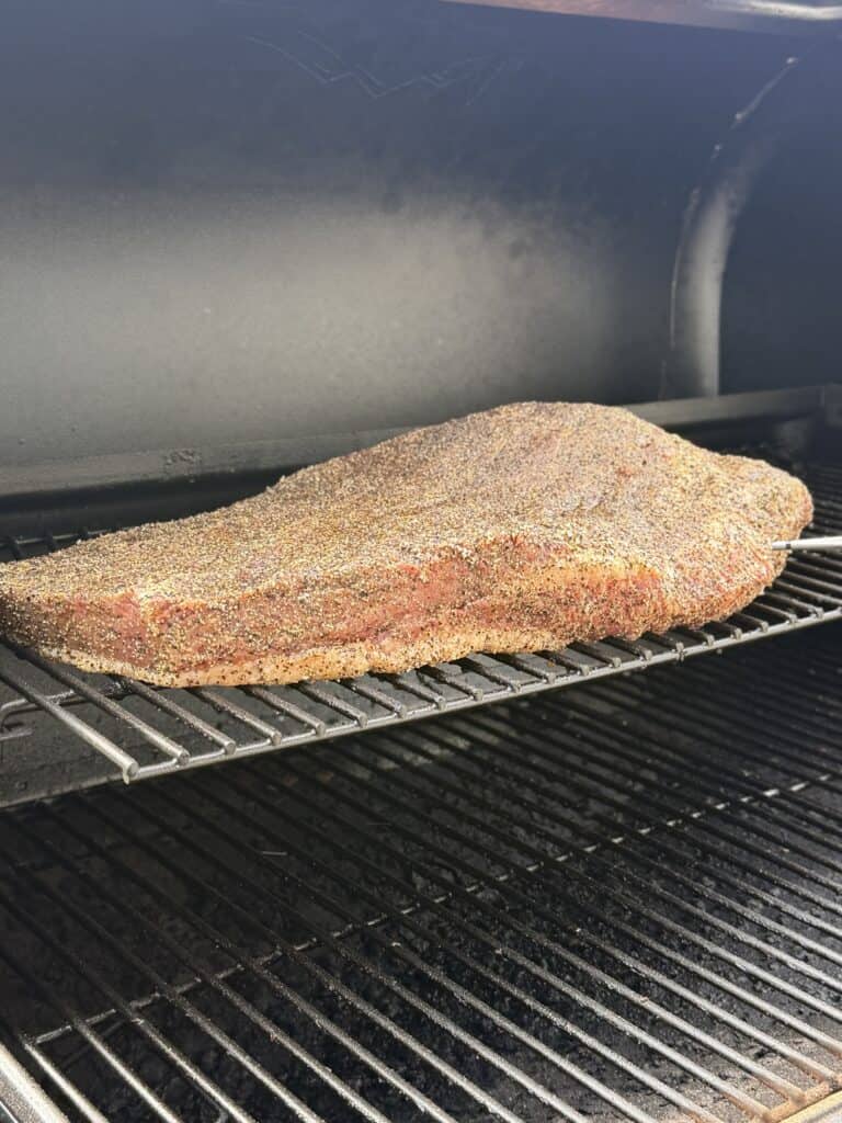 Brisket Burnt Ends
meat on smoker.
