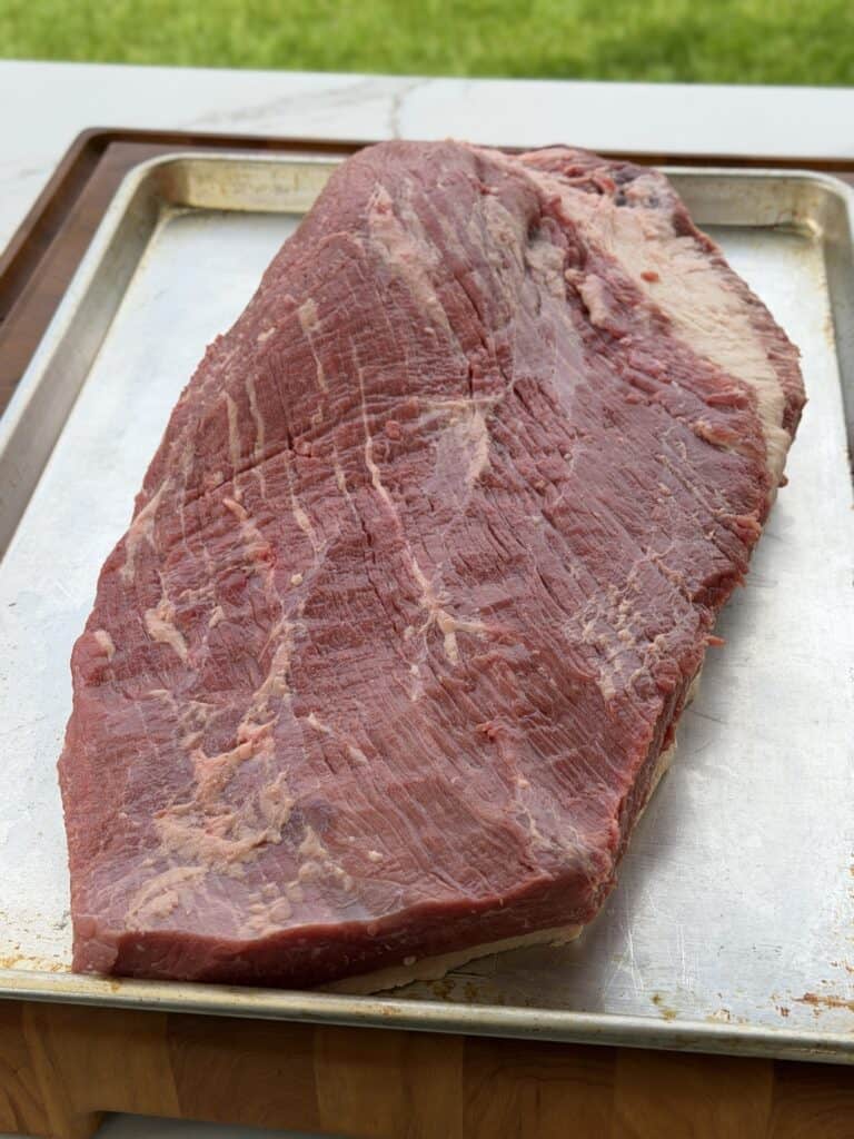 Meat on tray.