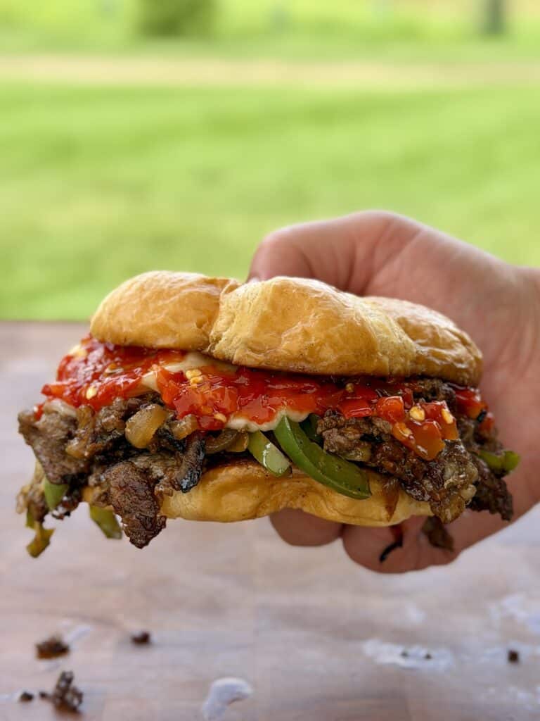 Cheesesteak Croissant Sandwich.