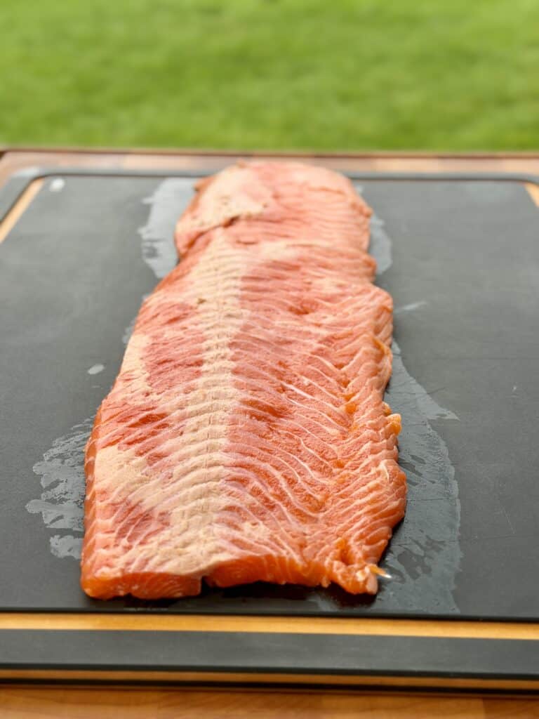 Salmon on Cutting board.