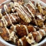 Grilled Cajun wings with Alabama White Sauce.