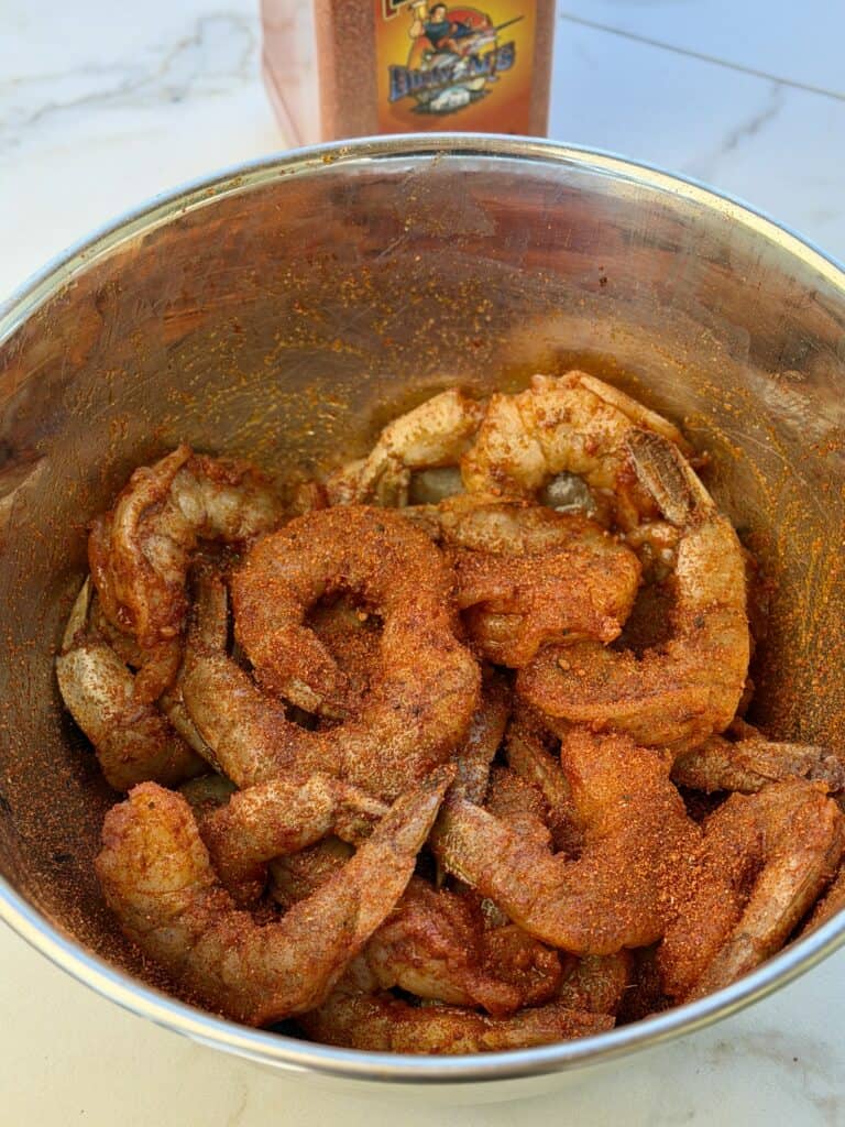 Grilled Garlic Butter Blackened Shrimp.