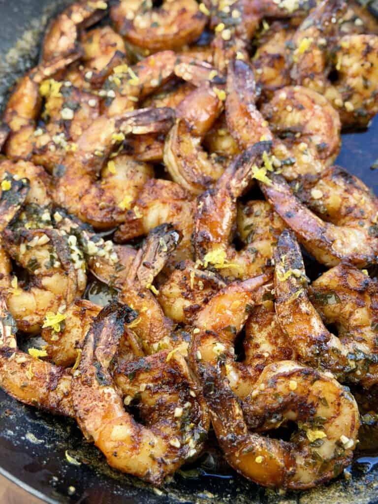 Grilled Garlic Butter Blackened Shrimp.