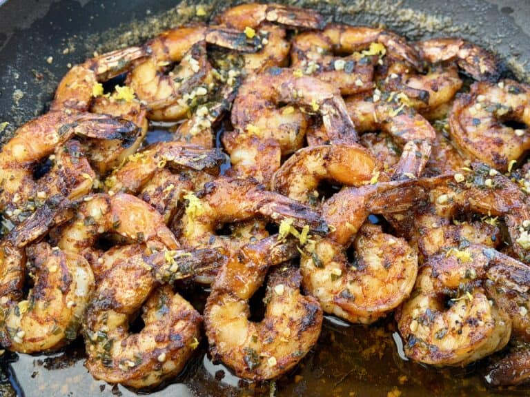 Grilled Garlic Butter Blackened Shrimp.