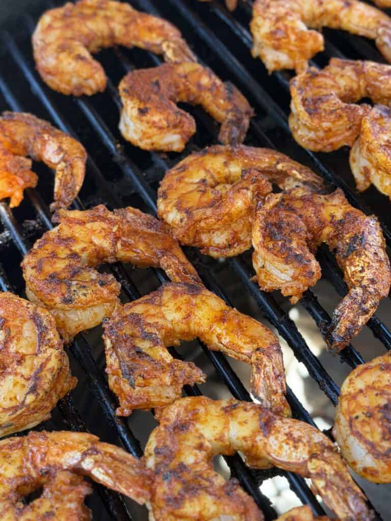 Shrimp cooked on grill.