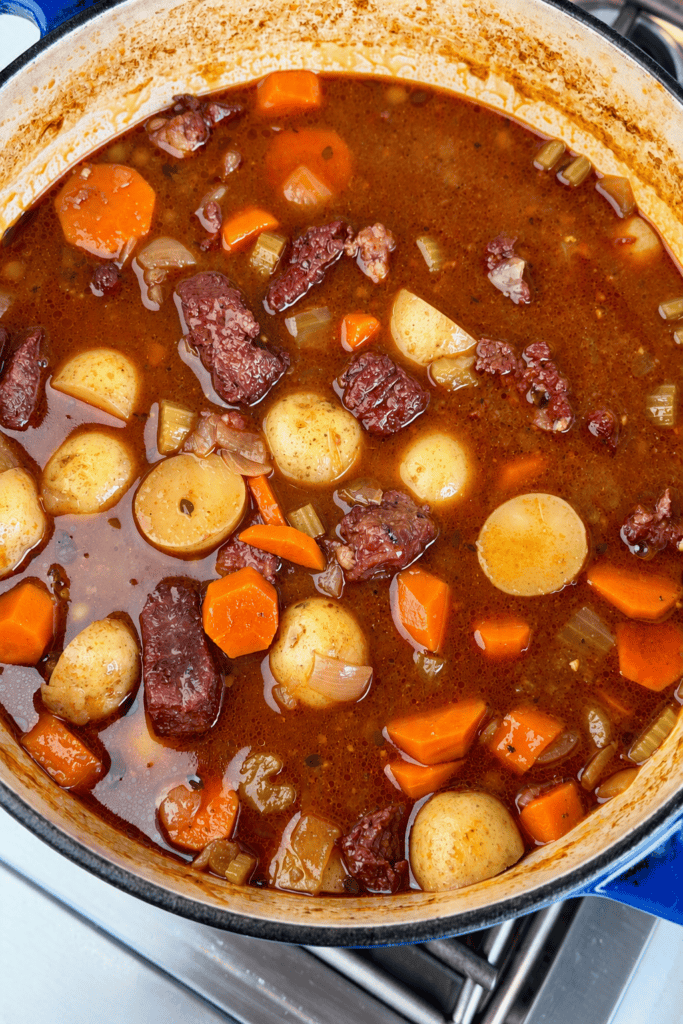 Beef Stew Recipe in Dutch Oven.