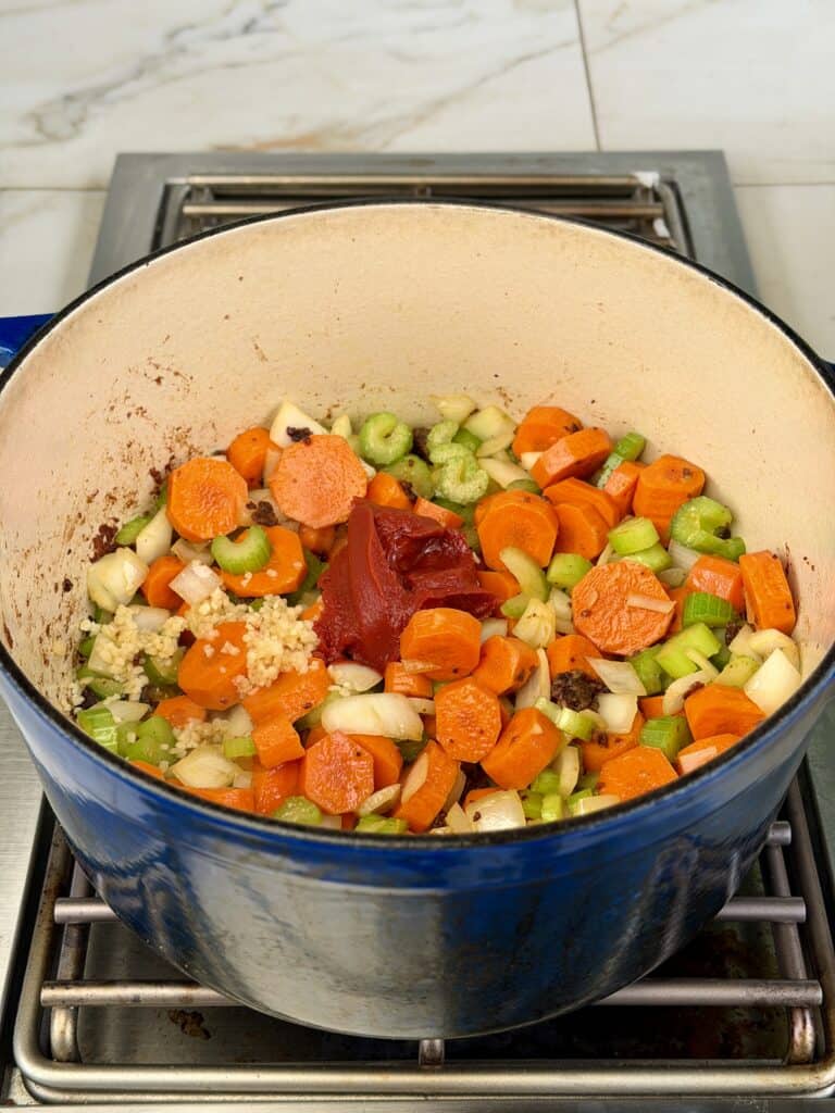 Ingredients in Dutch Oven.