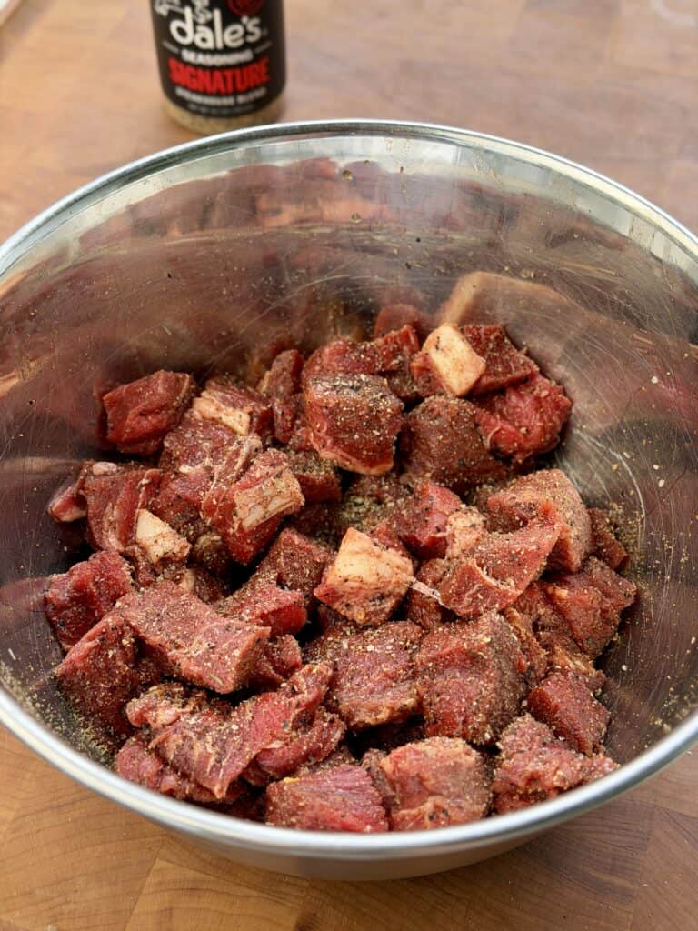 Beef Stew meat in bowl.