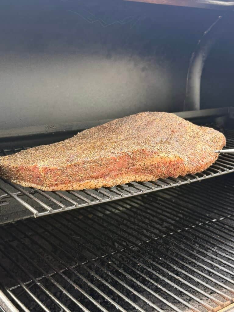 Brisket on smoker.