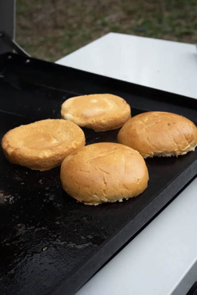 Buns on griddle.