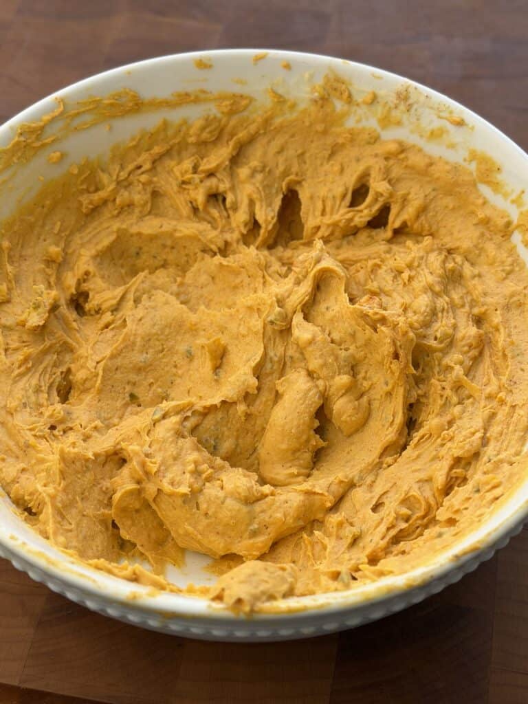 Mixture in bowl.
