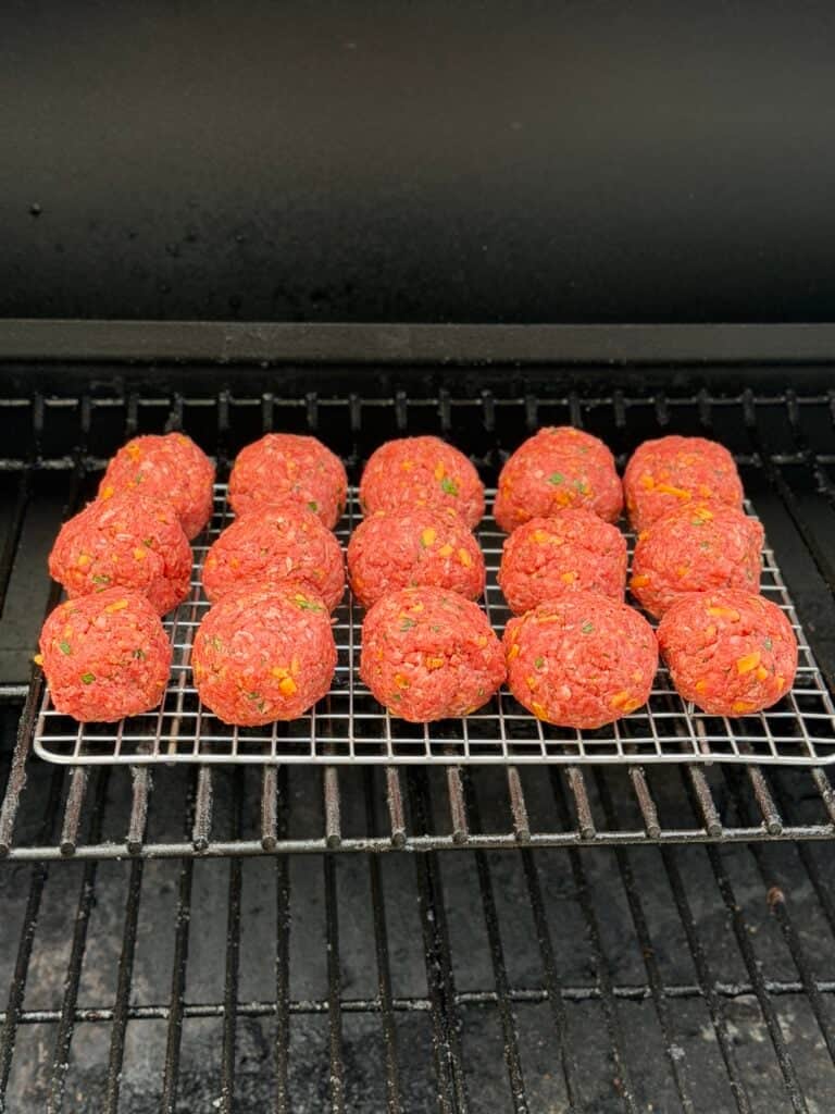 Meatballs on Smoker.