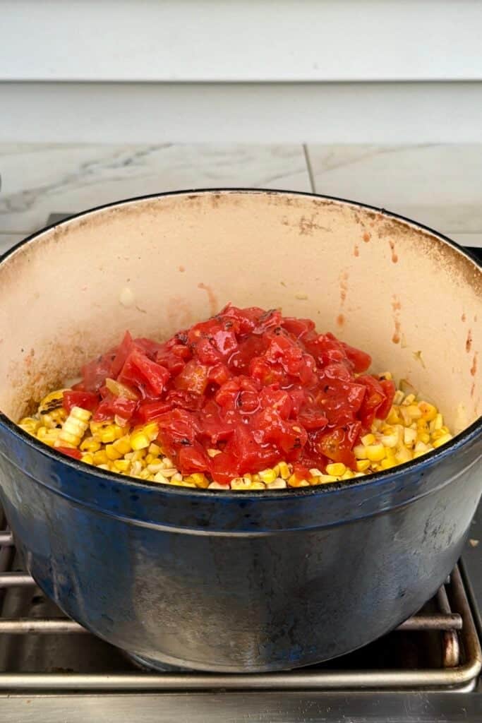 Ingredients in Dutch Oven.