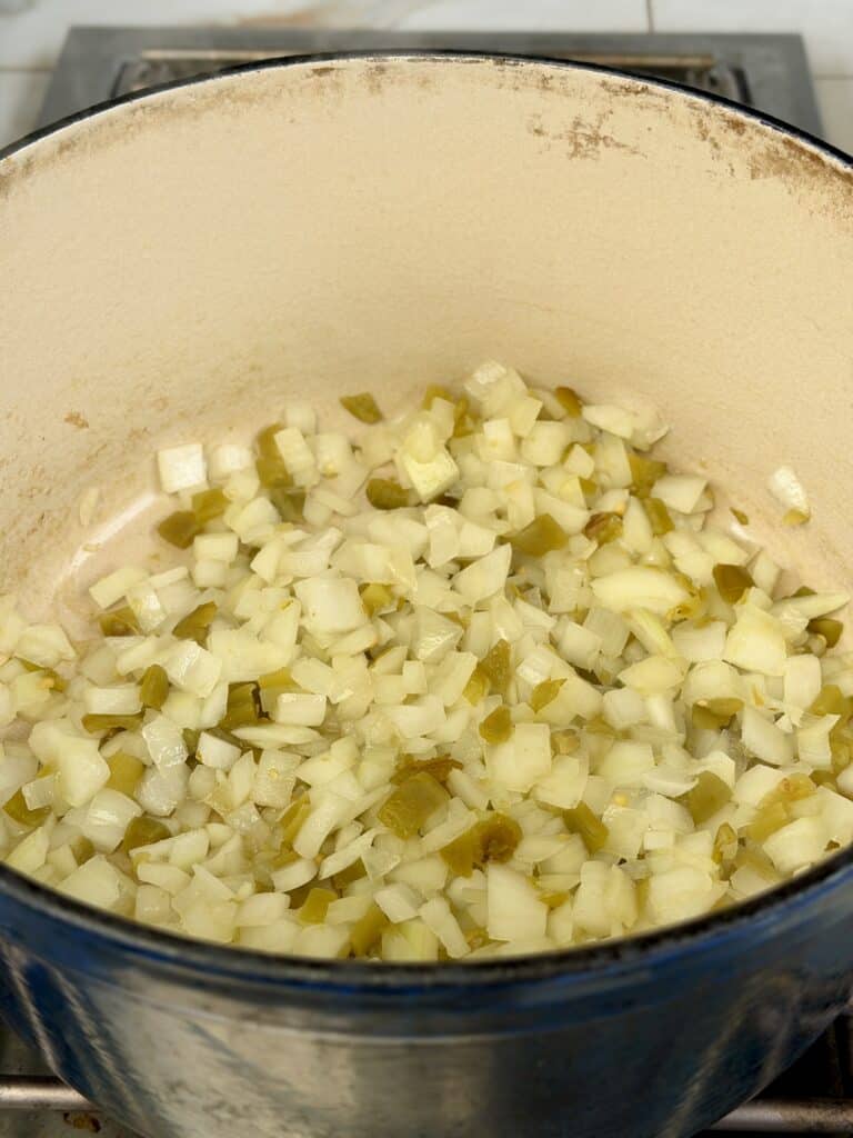 Ingredients in Dutch Oven.