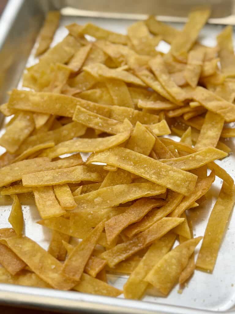 Tortilla strips on paper towel.