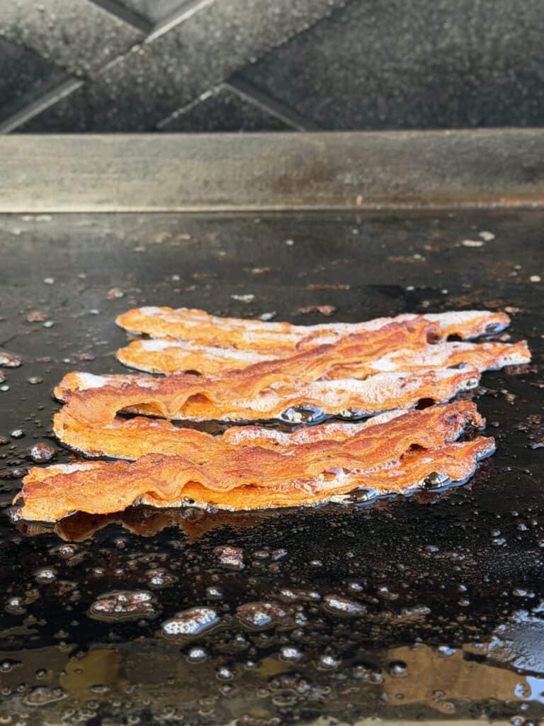 Bacon on griddle.