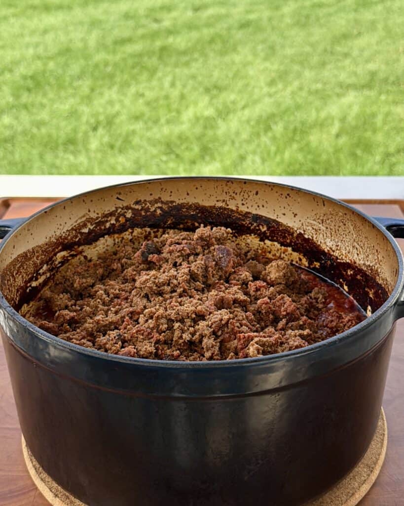 Dutch Oven with The Best Smoked Chili in it.